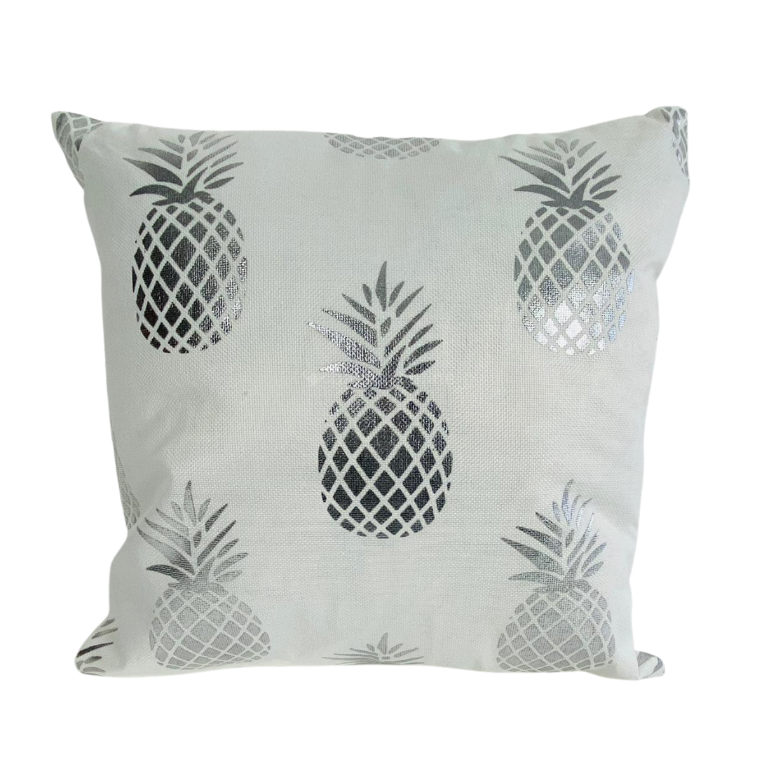KUSSEN PINEAPPLE WIT ZILVER 45x45 CM