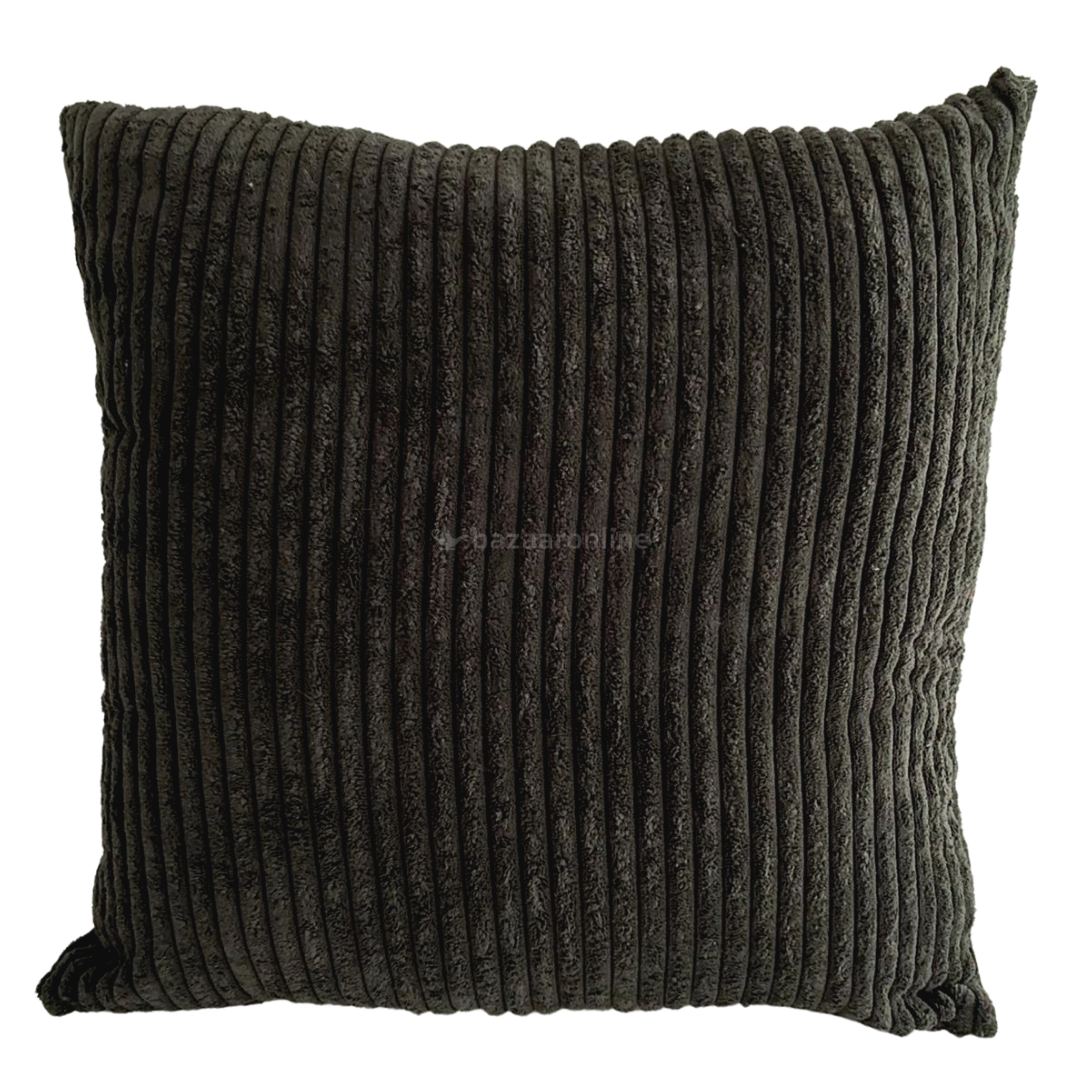 KUSSEN RIBSTOF ZWART 45x45 CM