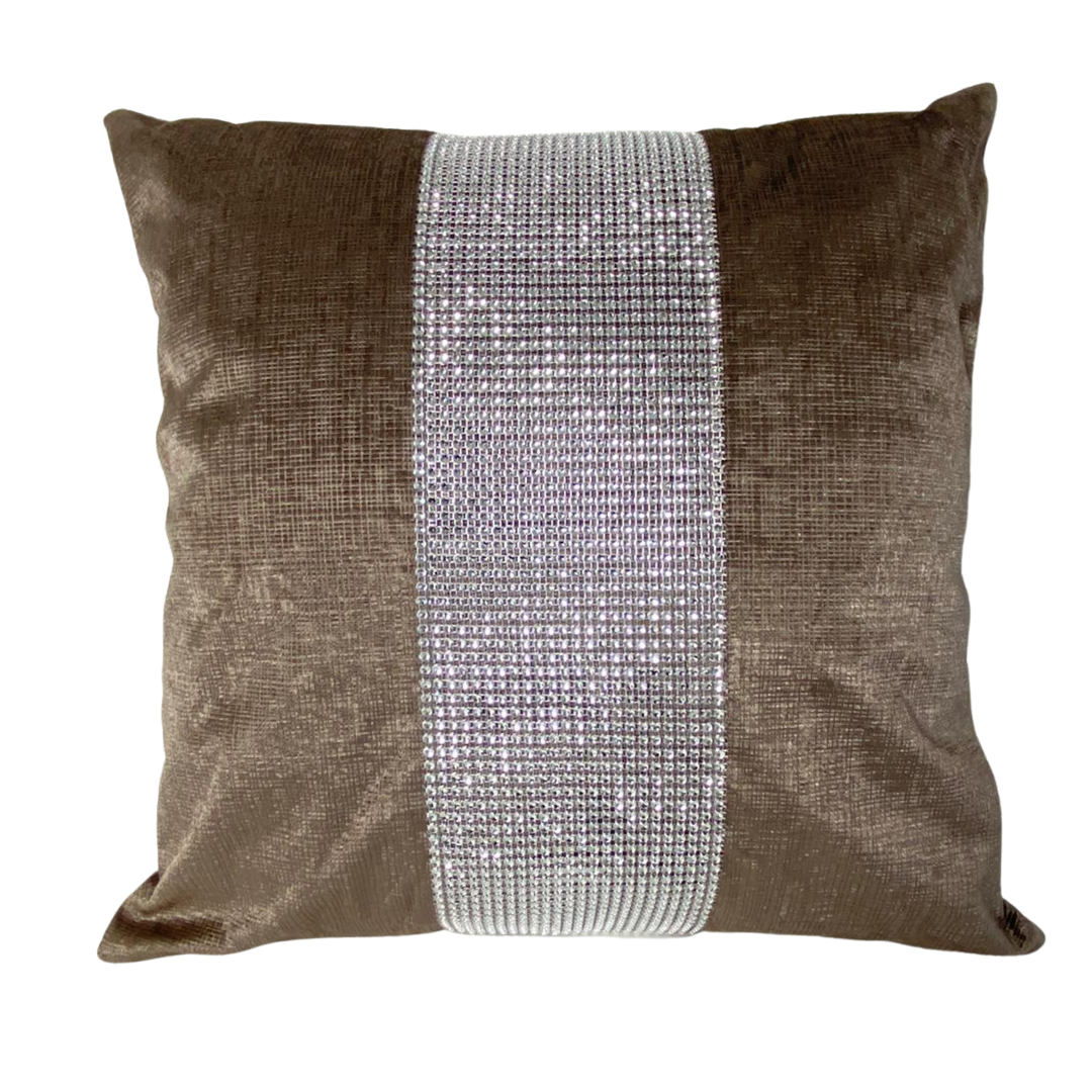 KUSSEN GLITTER BRUIN 45x45 CM