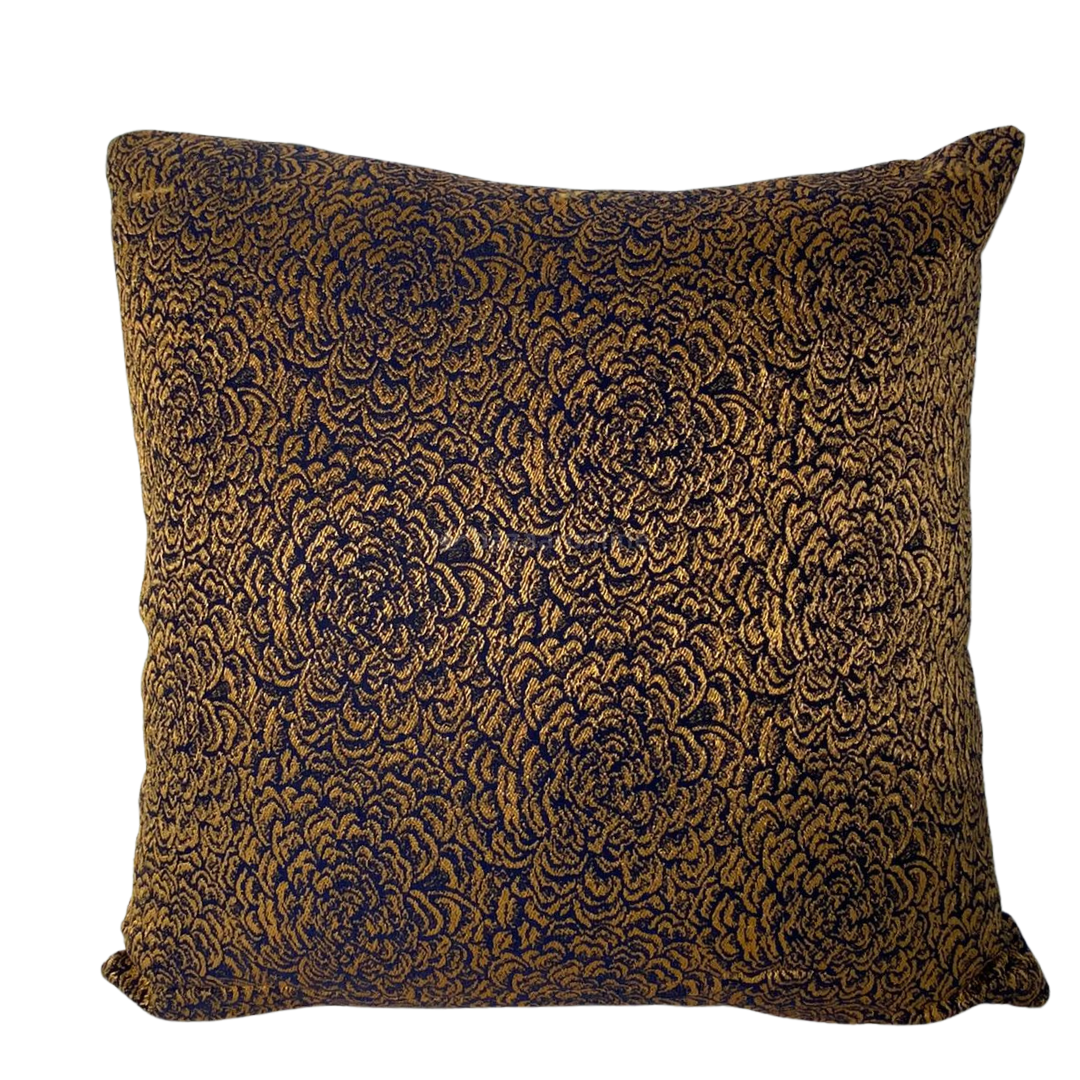 KUSSEN GOLD ROSES BLUE 45x45 CM