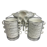 Soep set Eidan - 8-delig - Marmer Wit Zilver