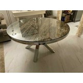 Ronde Eettafel Rixos Zilver Sleeper Wood  Met Zilveren Rand