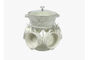 Soep set Rama - 8-delig - Marmer Wit Zilver