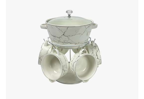 Soep set Rama - 8-delig - Marmer Wit Zilver