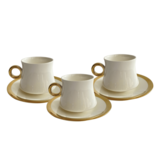 Koffieset - Cino - Marmerlook - Wit / Goud 6- delig