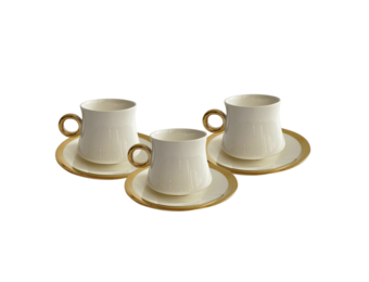 Koffieset - Cino - Marmerlook - Wit / Goud