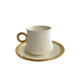 Koffieset - Cino - Marmerlook - Wit / Goud 6- delig