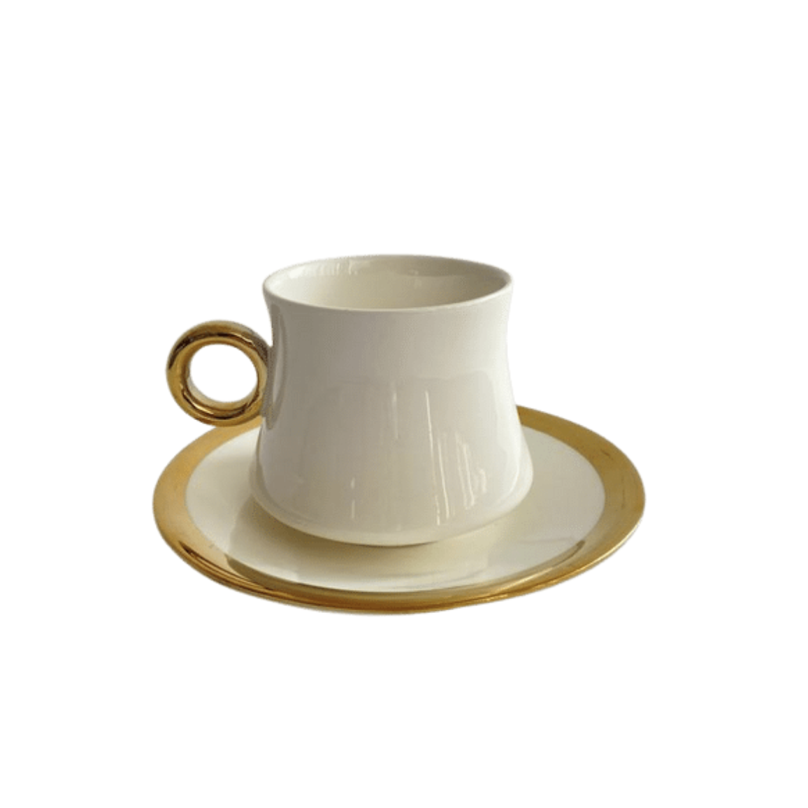 Koffieset - Cino - Marmerlook - Wit / Goud 6- delig
