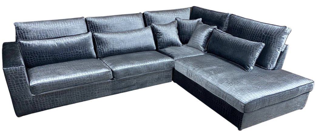 Hoekbank Croco Blauwgrijs Velvet