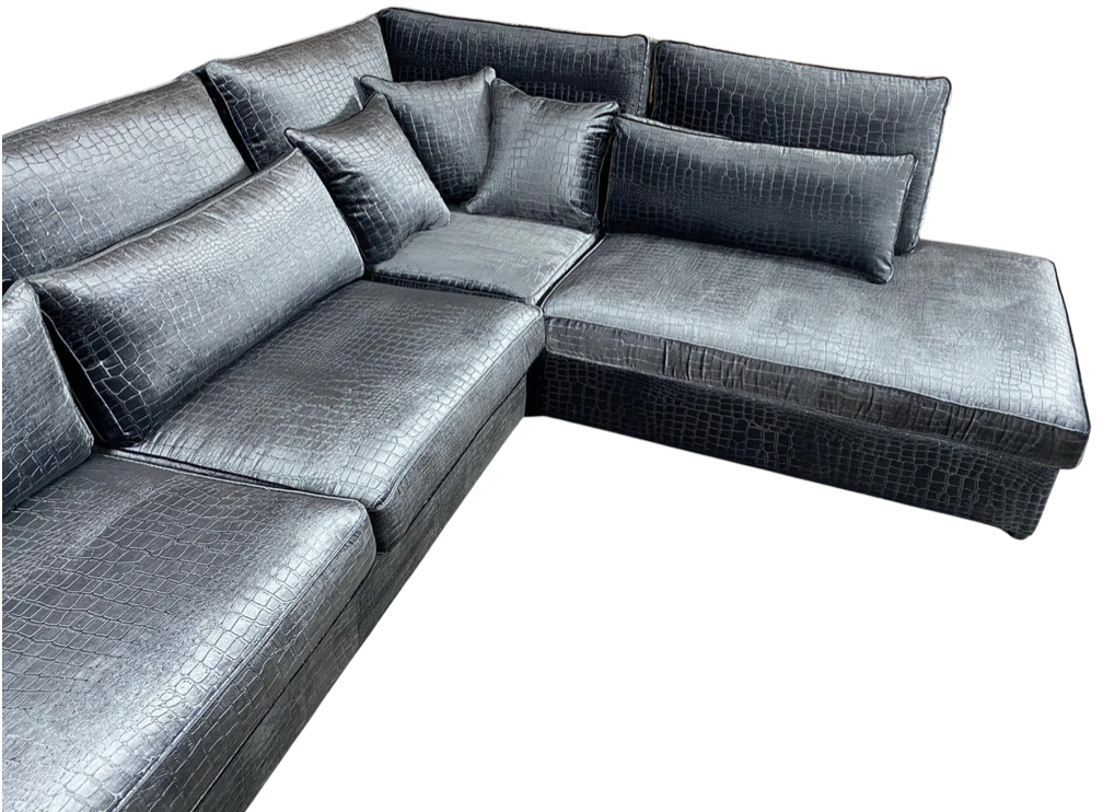 Hoekbank Croco Blauwgrijs Velvet