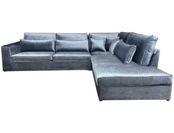 Hoekbank Croco Blauwgrijs Velvet