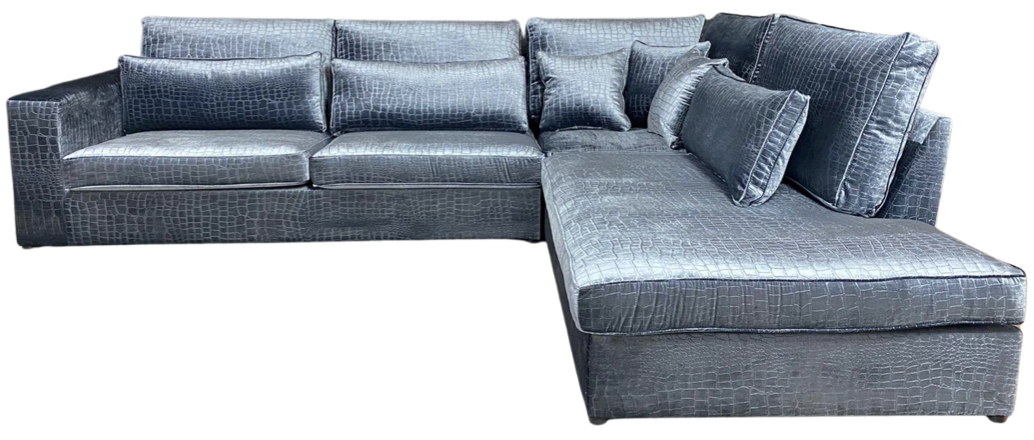 Hoekbank Croco Blauwgrijs Velvet