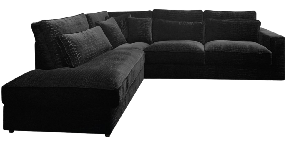 Hoekbank Croco Black Velvet