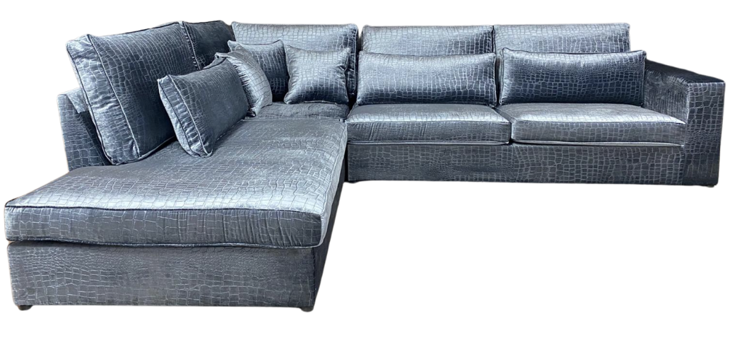 Hoekbank Croco Blauwgrijs Velvet
