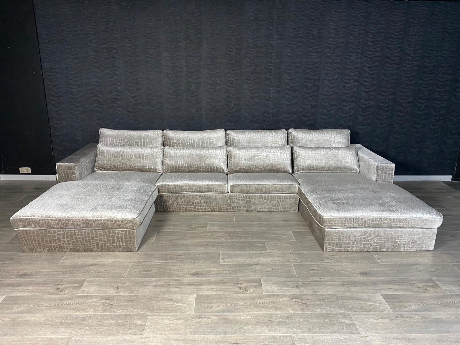 Croco Dubbele Lounge Champagne kleur Velvet