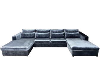 Croco Dubbele Lounge Blauwgrijs Velvet