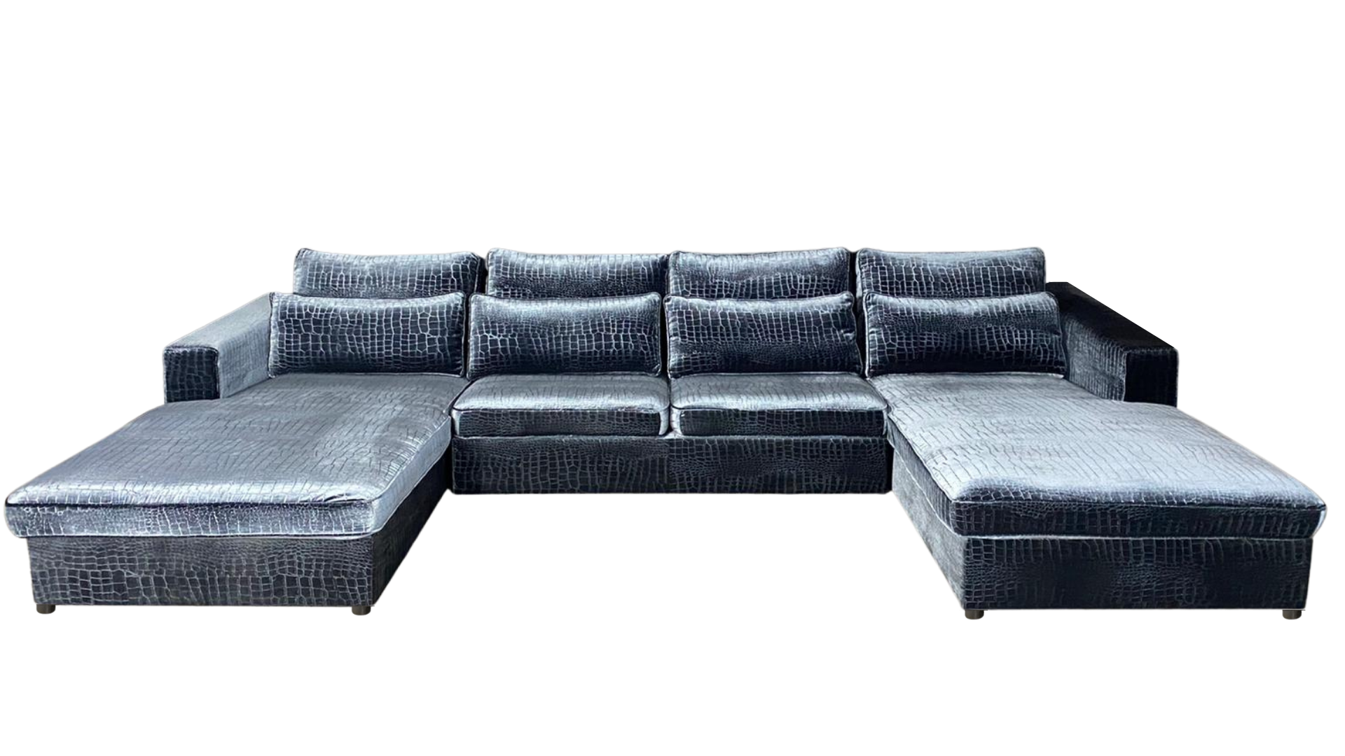 Croco Dubbele Lounge Blauwgrijs Velvet