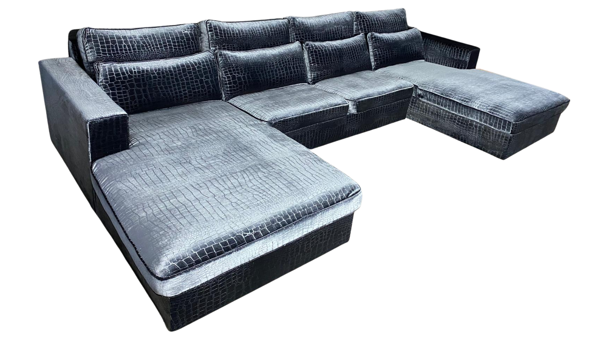 Croco Dubbele Lounge Blauwgrijs Velvet