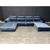 Croco Dubbele Lounge Blauwgrijs Velvet