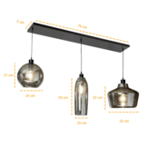 Hanglamp Illusion Smoking glass 3 lichts Mix bollen