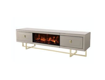 TV-meubel met elektrische sfeerhaard Cambridge Sepia / Goud