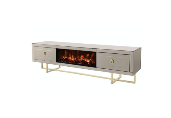 TV-meubel met elektrische sfeerhaard Cambridge Sepia / Goud