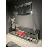 TV-meubel met elektrische sfeerhaard Cambridge Antraciet / Zilver