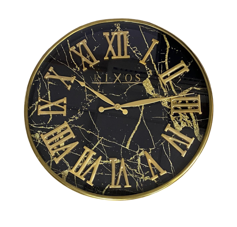 Klok Rixos - Marmer  Goud Small | Romeinse cijfers
