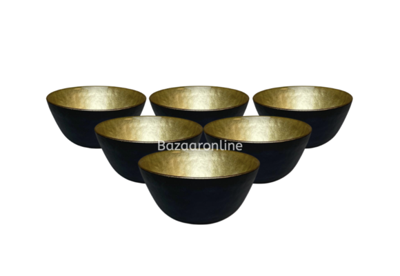 Bricard kommetjes set van 6 - Ø11 cm - zwart/goud