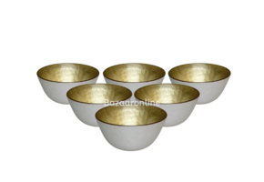 Bricard kommetjes set van 6 - Ø11 cm - wit/goud