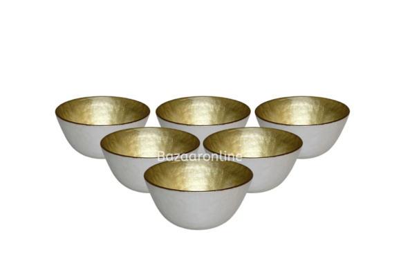 Bricard kommetjes set van 6 - Ø11 cm - wit/goud