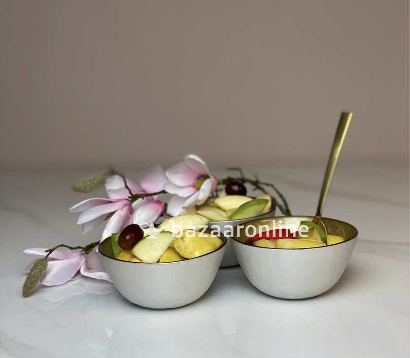 Bricard kommetjes set van 6 - Ø11 cm - wit/goud