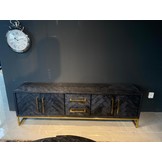TV-Meubel Black Bonito - visgraat look - Goud - 180x40x55cm