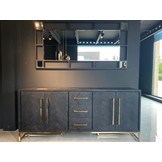 Dressoir Black Bonito - visgraat look - 200x40x85cm - Goud