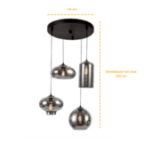 Hanglamp Illusion Smoking glass 4 lichts - Mix
