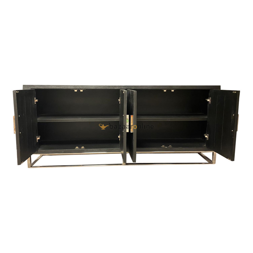 Dressoir Black Bonito - Zilver - 200x40x85cm