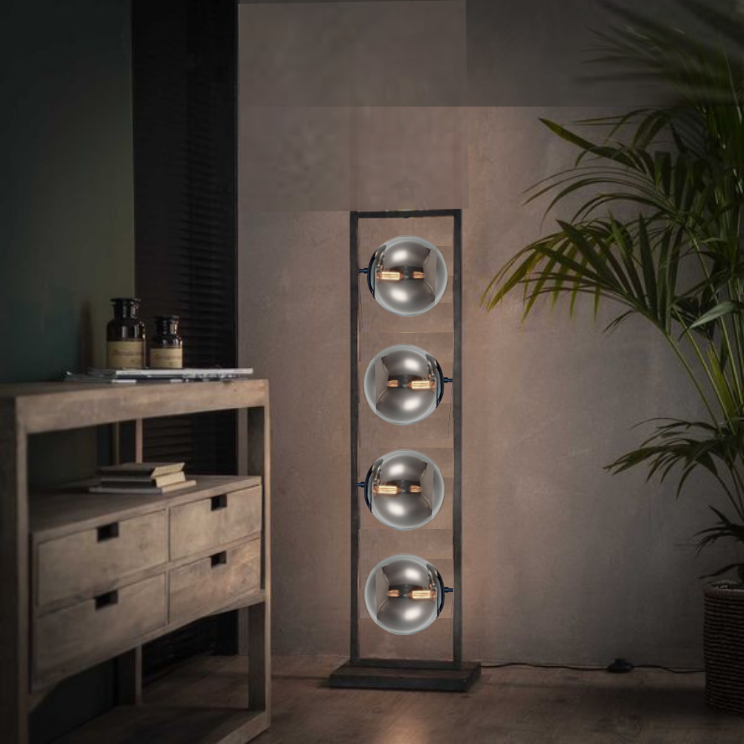 Industriële vloerlamp Illusion Smoking glass