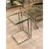 Bijzettafel / Laptoptafel Pony - Zilver helder glas