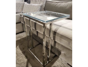 Bijzettafel / Laptoptafel Pony - Zilver helder glas