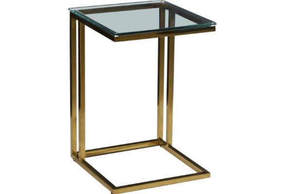Bijzettafel / Laptoptafel Pony - Goud helder glas
