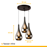Hanglamp Druppelvormig Smoke glas - 3 lichts