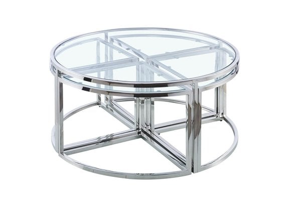 Salontafel Saba Zilverkleurig - set van 5 - rond