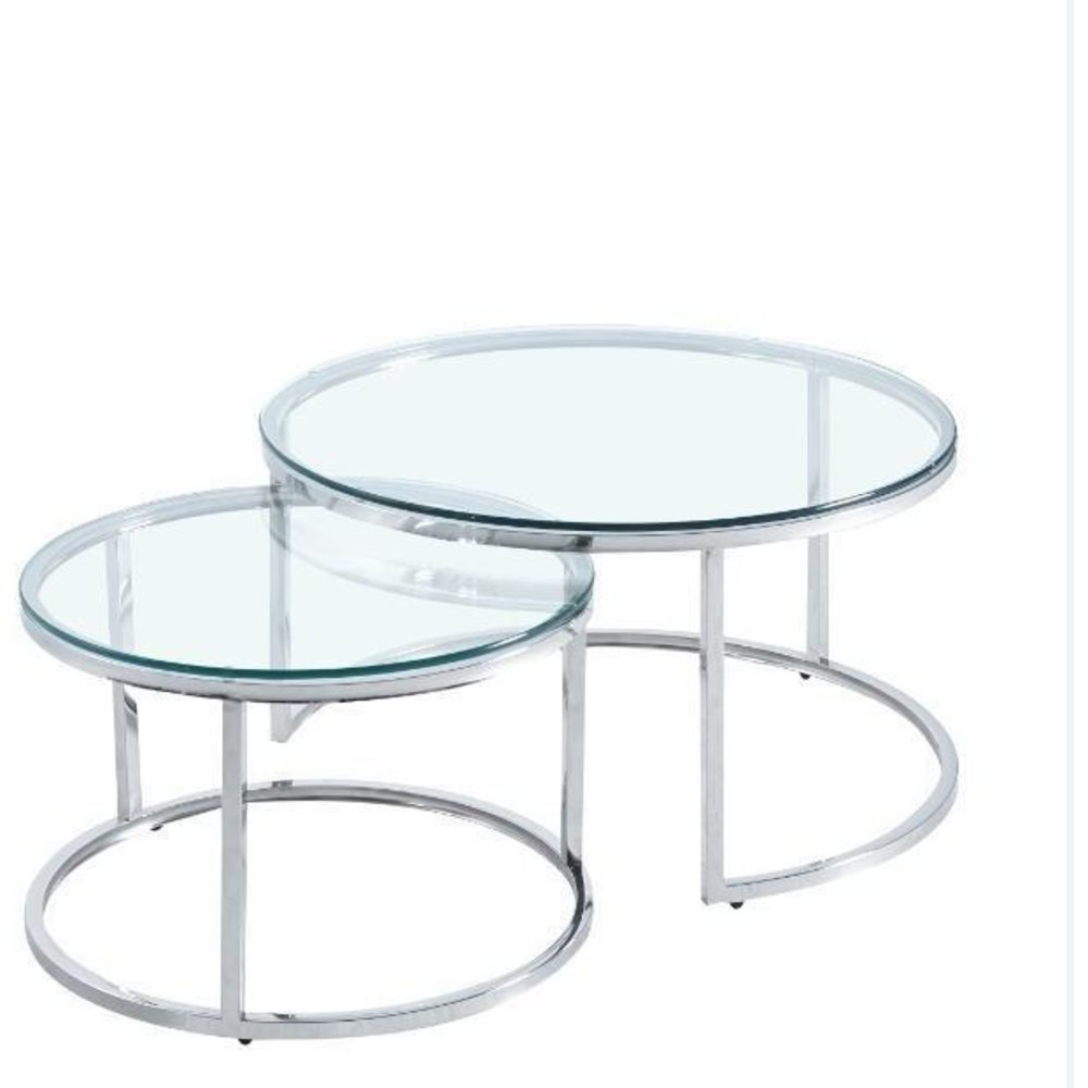 kan niet zien Beraadslagen Generaliseren Ronde tafelset met metalen frame en glazen tafelblad kopen? - Bazaaronline