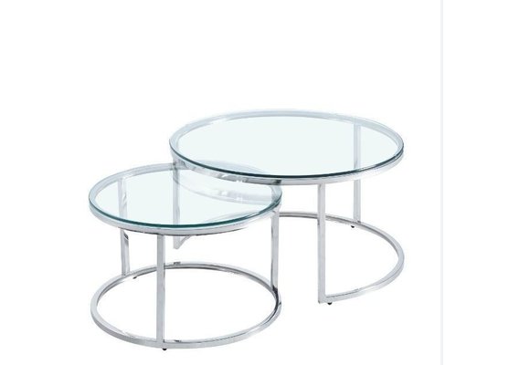 Salontafel Doblo - helder glas / zilver