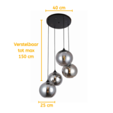 Hanglamp Illusion Smoking glass 4 lichts