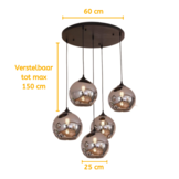 Hanglamp Illusion Smoking glass 5 lichts