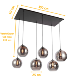 Hanglamp Illusion Smoking glass 6 lichts