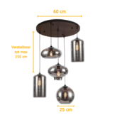 Hanglamp Illusion Smoking glass 5 lichts - Mix