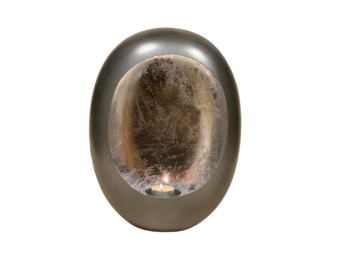 Egg Windlicht Zilver - Medium