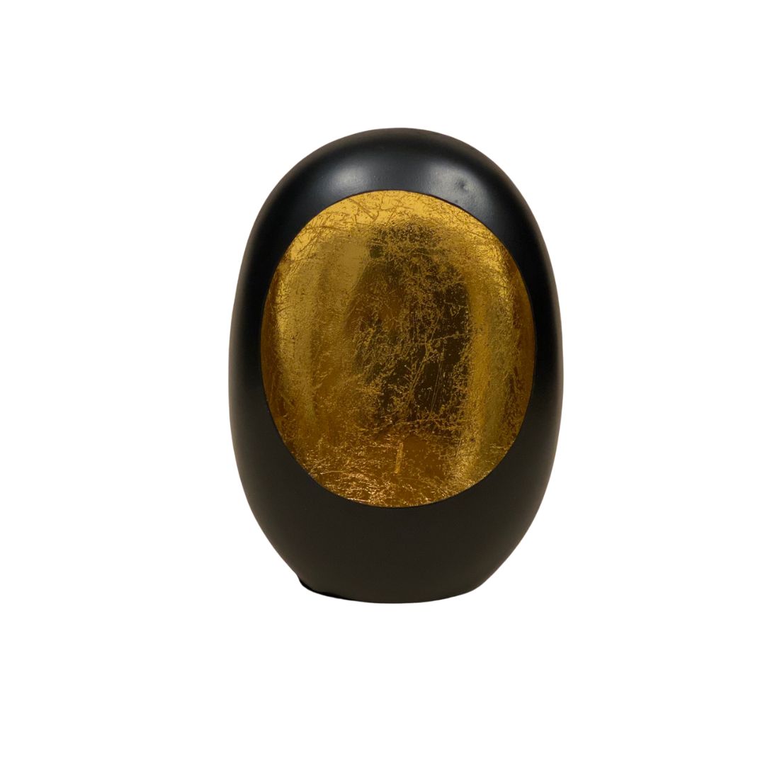 Egg Windlicht Zwart/Goud - Extra Small